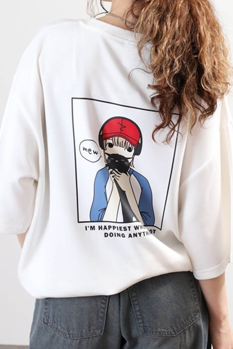 Red Cap Girl(レッド・キャップ・ガール) ポンチ・プリントTシャツ A - White