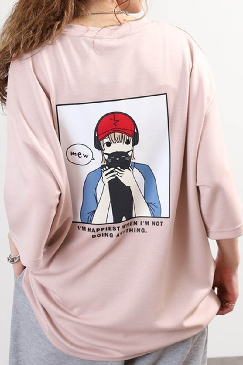 Red Cap Girl(レッド・キャップ・ガール) ポンチ・プリントTシャツ A - Pink
