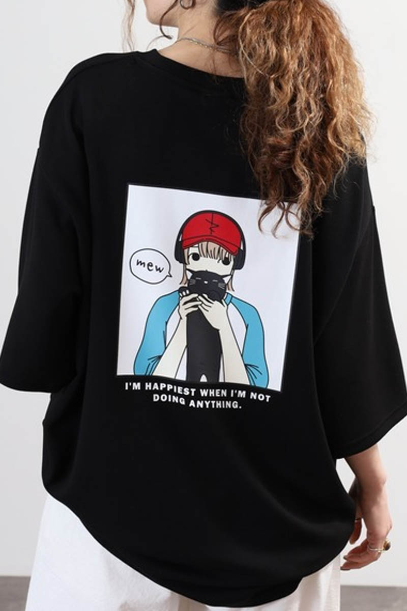Red Cap Girl(レッド・キャップ・ガール) ポンチ・プリントTシャツ A - Black