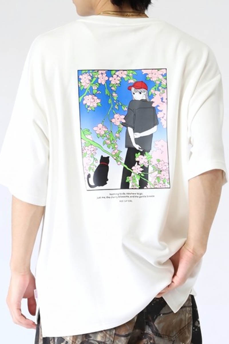 Red Cap Girl(レッド・キャップ・ガール) ポンチ・プリントTシャツ B - White