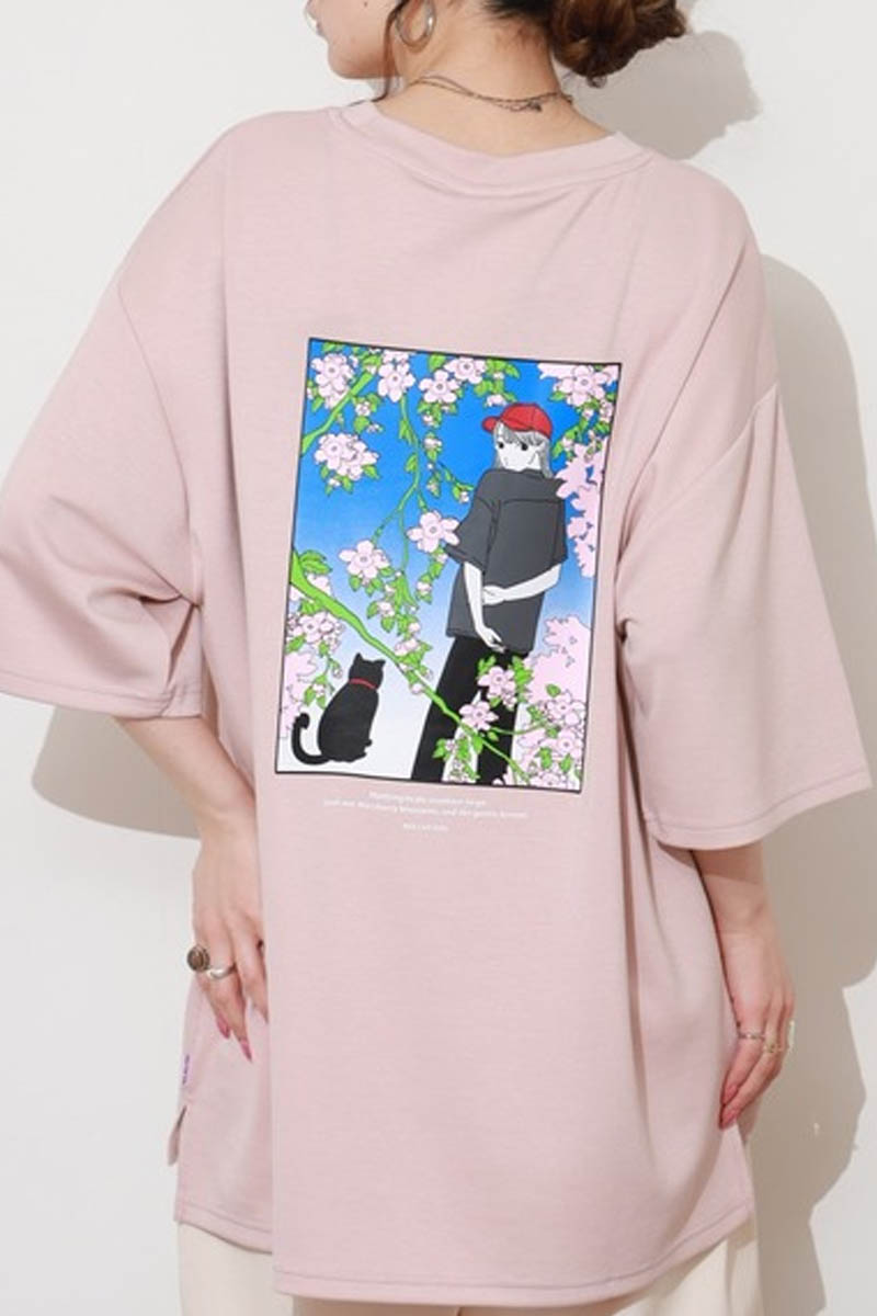 Red Cap Girl(レッド・キャップ・ガール) ポンチ・プリントTシャツ B - Pink