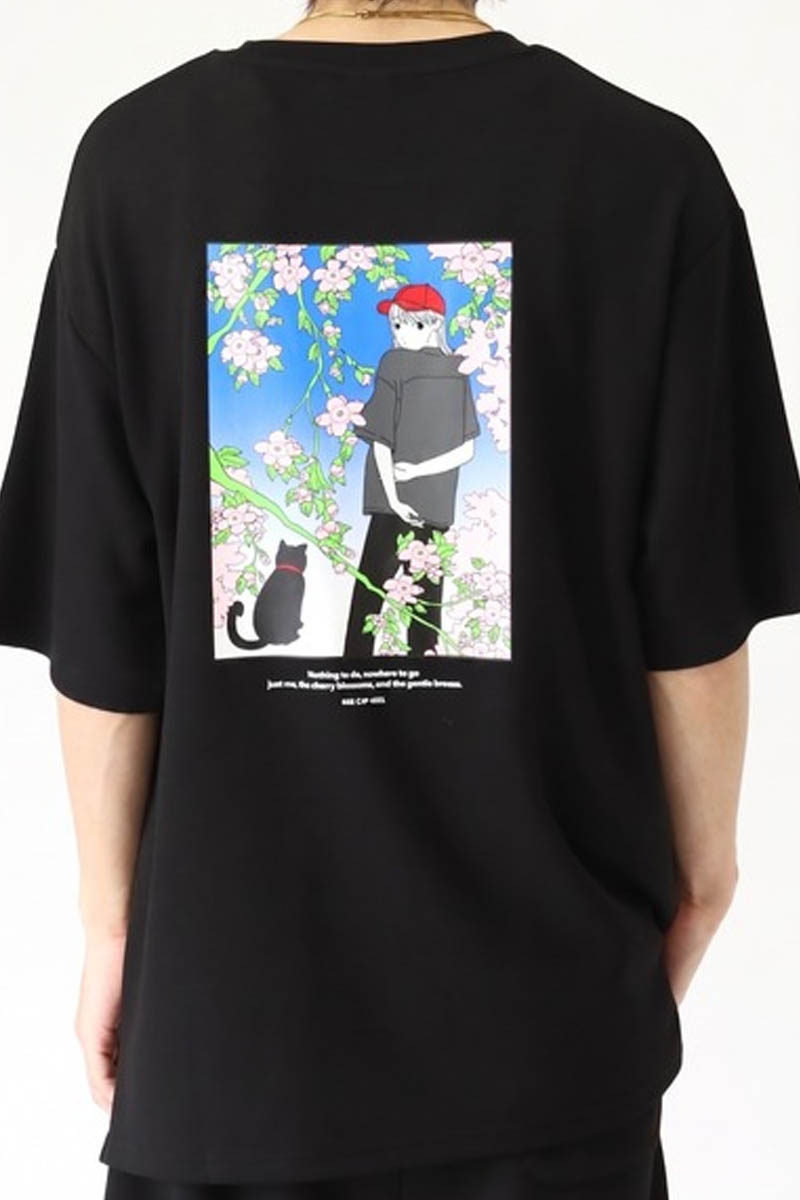 Red Cap Girl(レッド・キャップ・ガール) ポンチ・プリントTシャツ B - Black