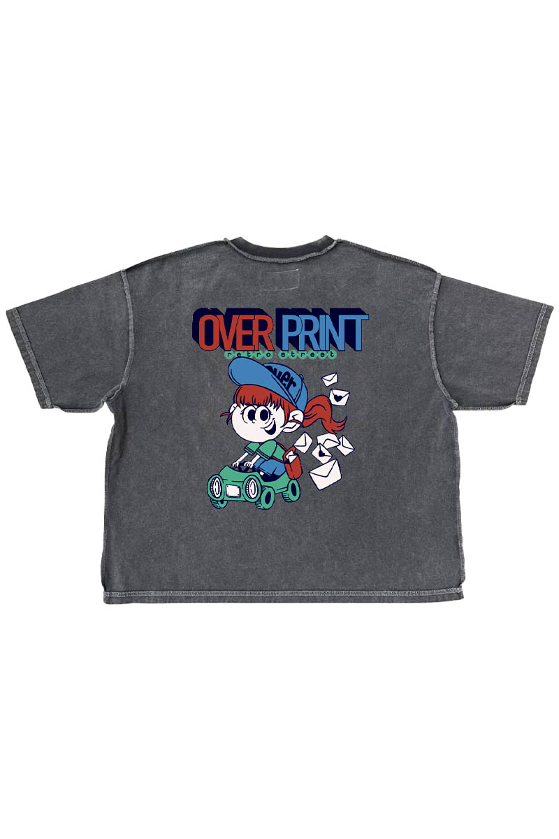 over print(オーバー・プリント) POSTMAN pigment Tee - Chacoal