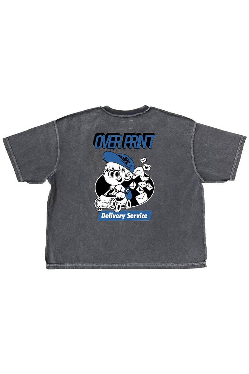 over print(オーバー・プリント) Global Delivery pigment Tee - Chacoal