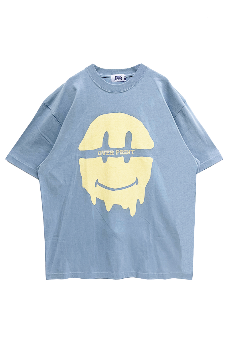 over print (オーバープリント) Split Tee BLUE