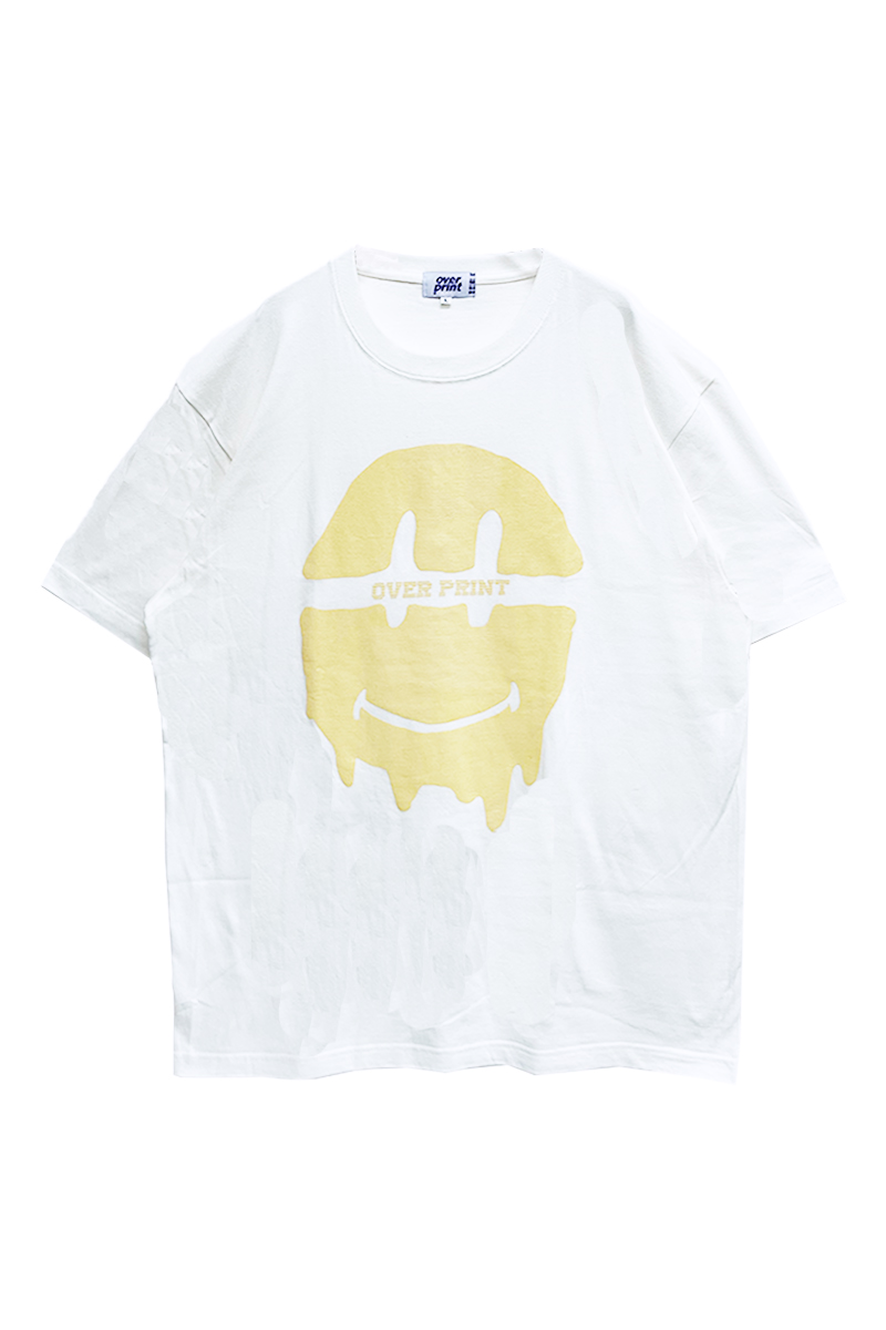 over print (オーバープリント) Split Tee WHITE