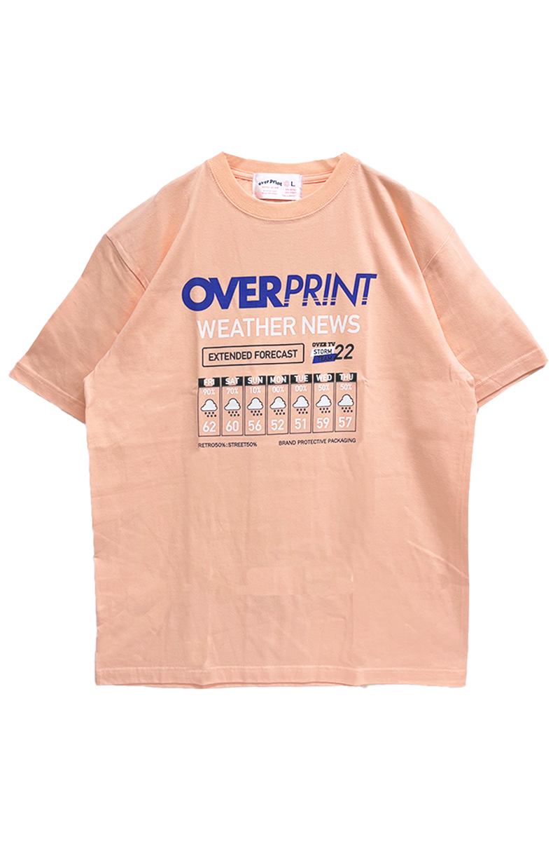 over print (オーバープリント) WEATHER Tee CORAL PINK