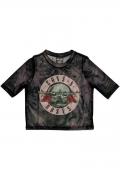GUNS N' ROSES レディースクロップトップ : バンドTシャツ : PINK TINT BULLET LOGO (MESH)