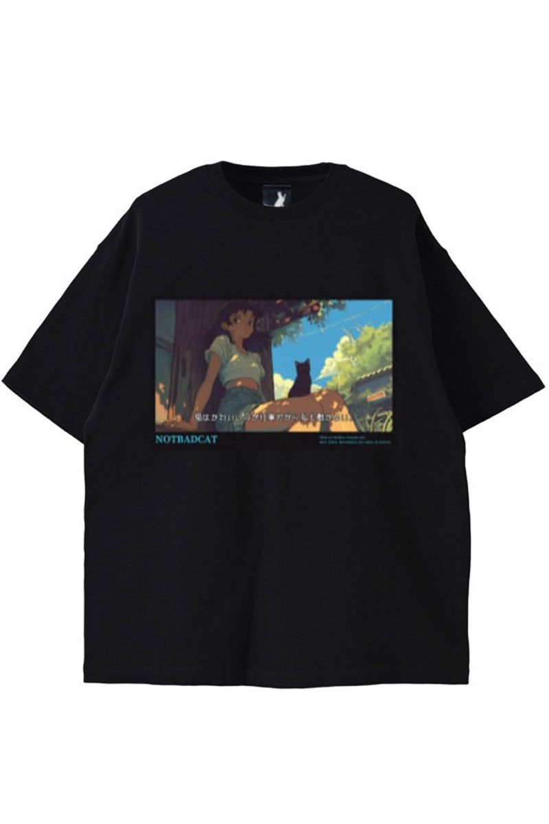 NOTBADCAT (ノットバッドキャット) 猫はかわいいのが仕事 Tee BLACK