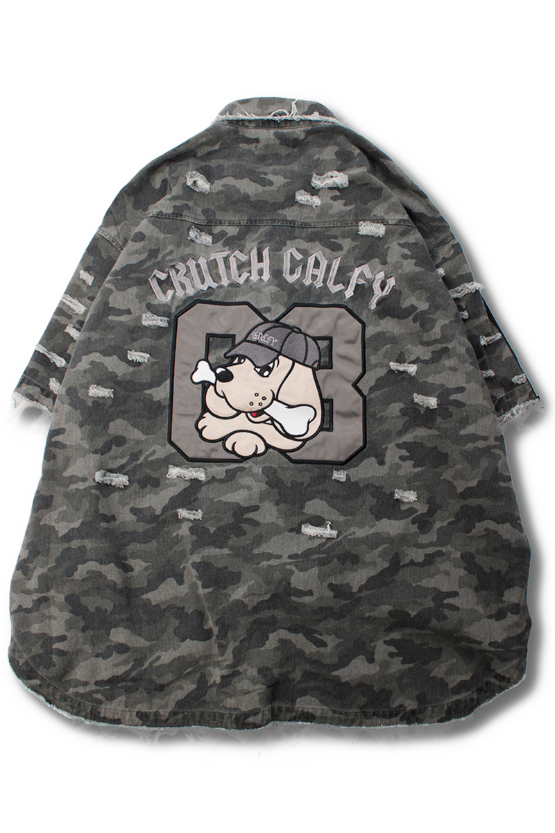 GALFY (ガルフィー) カモフラかも？ボロボロシャツ - BLACK CAMO