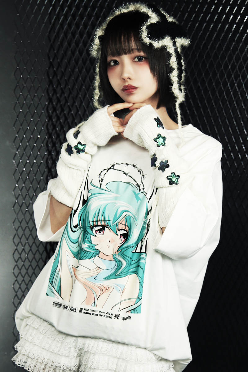 CMP LABEL (シーエムピー・レーベル) CrycryGirl#2 oversized T-shirt