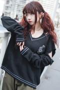 gibous (ギボス) GIBOUS V NECK 3WAY BLUE LINE KNIT