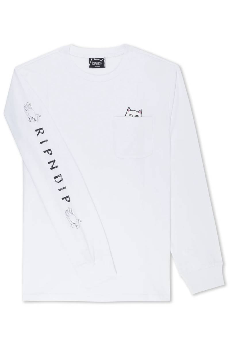RIPNDIP (リップンディップ) Lord Nermal L/S Pocket Tee (White)