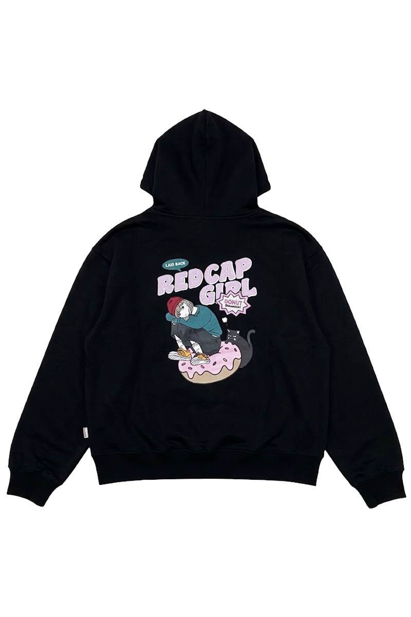 Red Cap Girl (レッド・キャップ・ガール) バック刺繍HOODIE - Black
