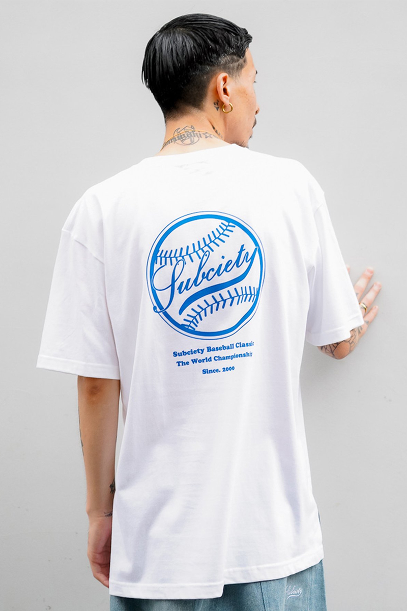 Subciety (サブサエティ) LEAGUE TEE WHITE/BLUE