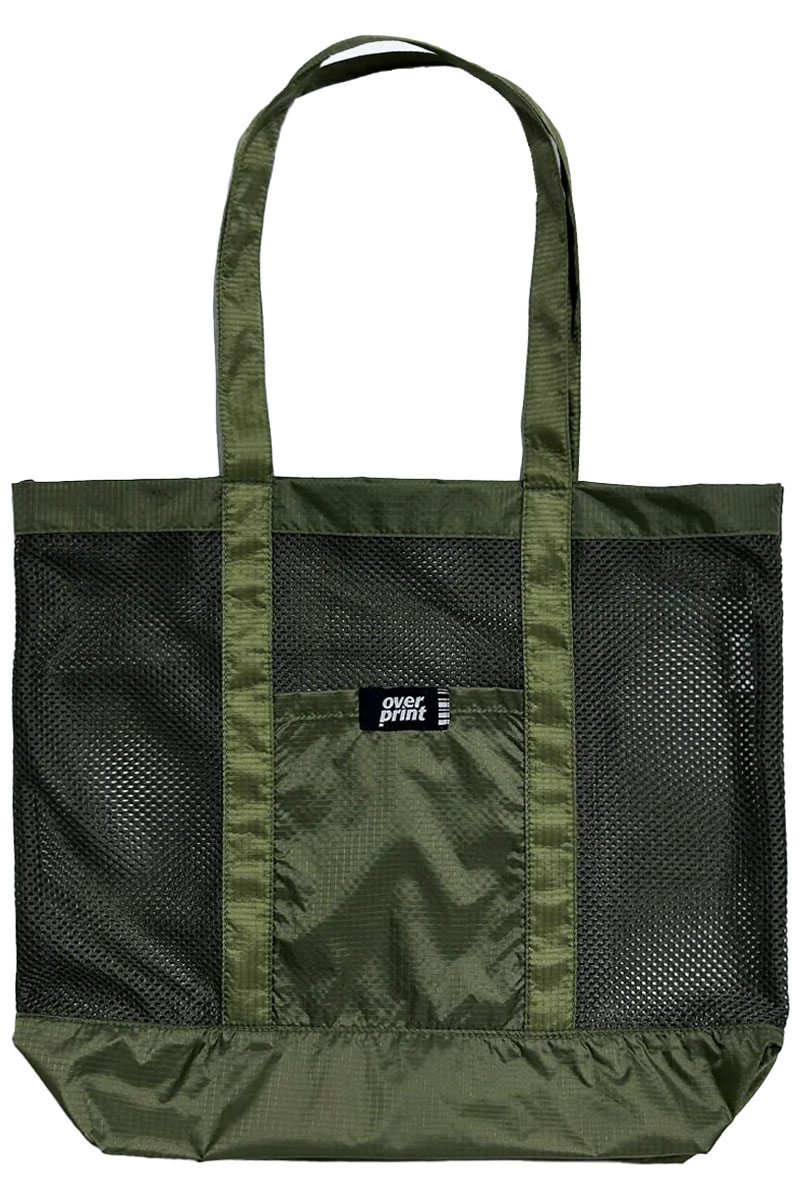 over print (オーバープリント) Nylon tote bag OLIVE