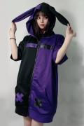 NieR (ニーア) うさ耳付きTWO-TONE SHORT SLEEVE OUTER【PURPLE×BLACK】