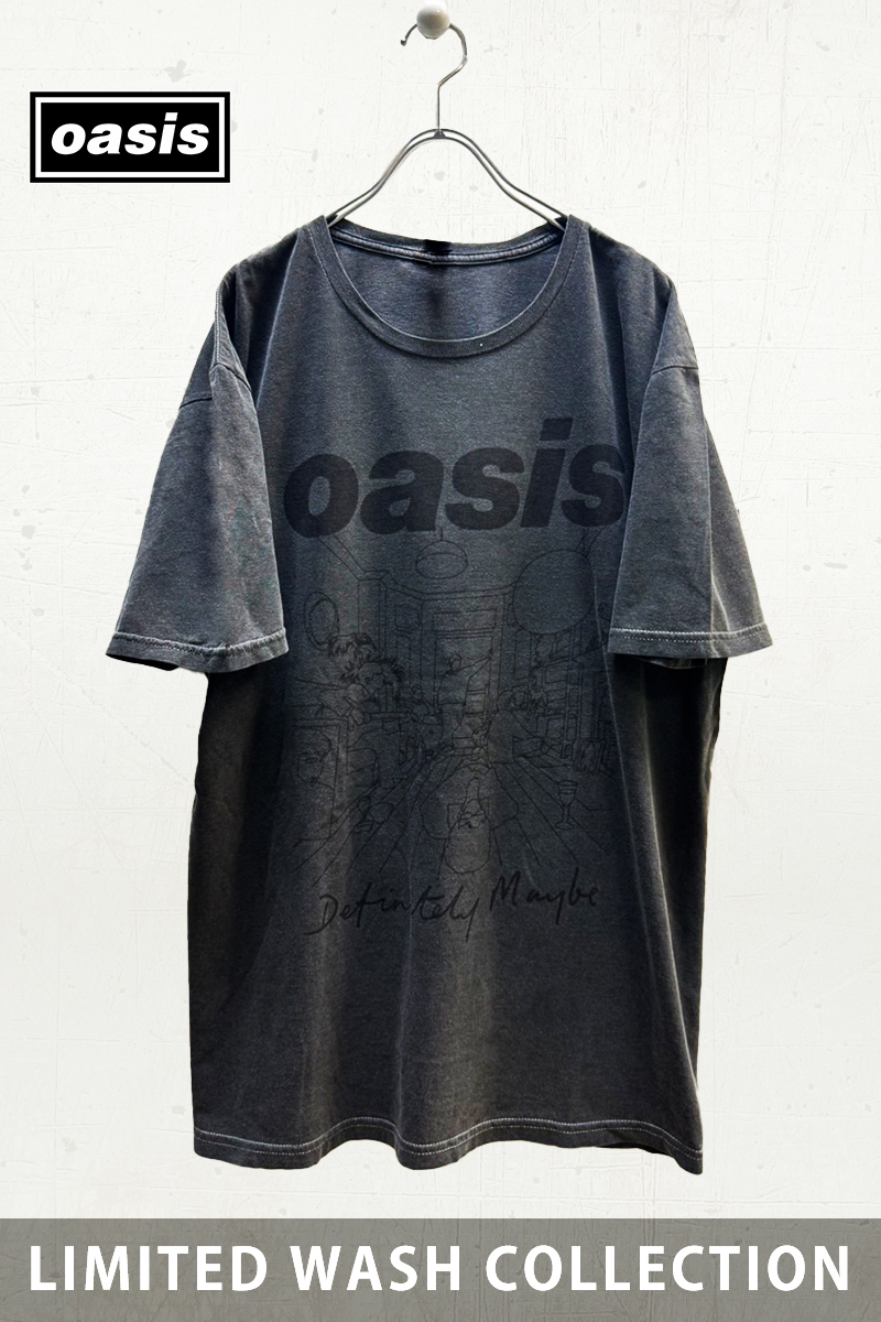 【予約商品】OASIS バンドTシャツ ユニセックス: Definitely Maybe Line Drawing - Wash Collection