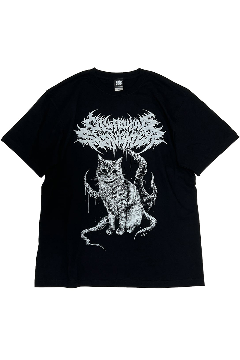 Gluttonous Slaughter(グラトナススローター) The Monster Slayer Cat T-shirt BLACK
