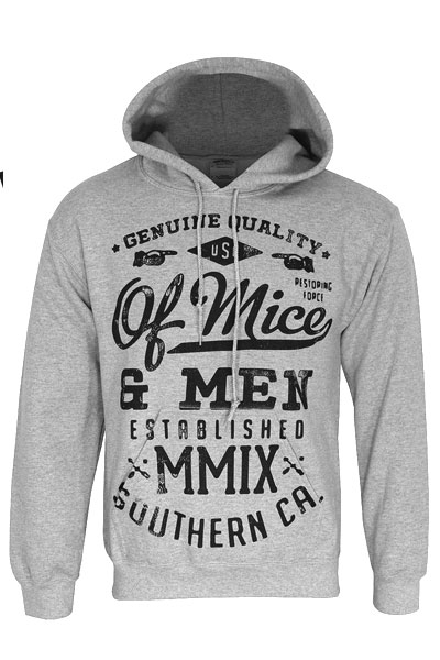 OF MICE & MEN Text Heather Athletic Grey Hooded S.