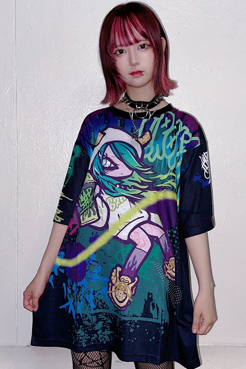 HYPER CORE(ハイパーコア) T-368 TAGGING MY SOULグラフィックTシャツ BLACK