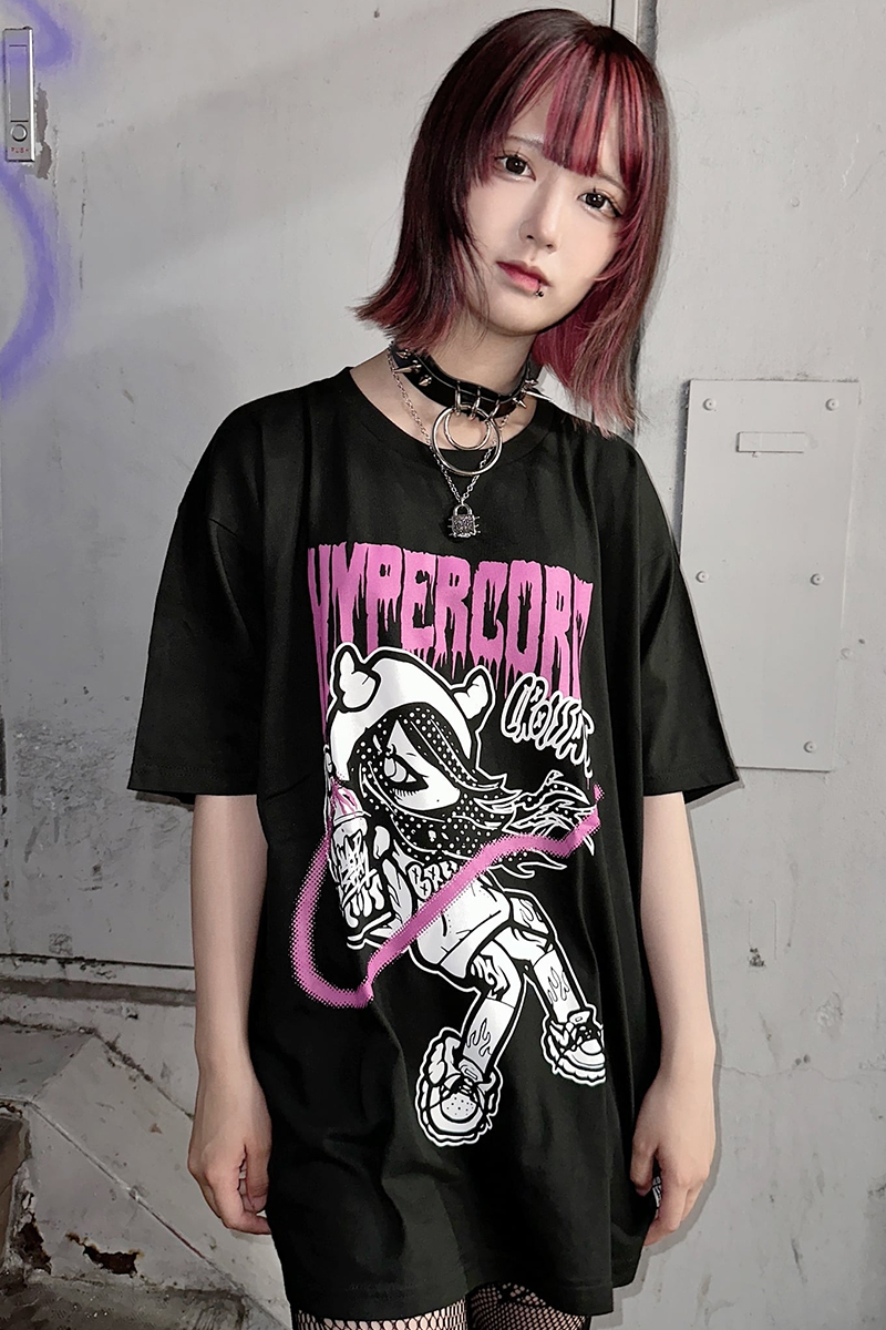 HYPER CORE(ハイパーコア) T-394 TAGGING MY SOUL Tシャツ BLACKxPINK