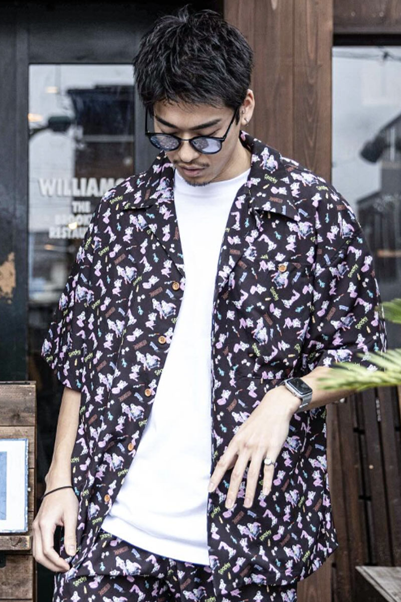 SABBAT13(サバトサーティーン)SPOOKY GIRL ALOHA SHIRTS (BLACK)