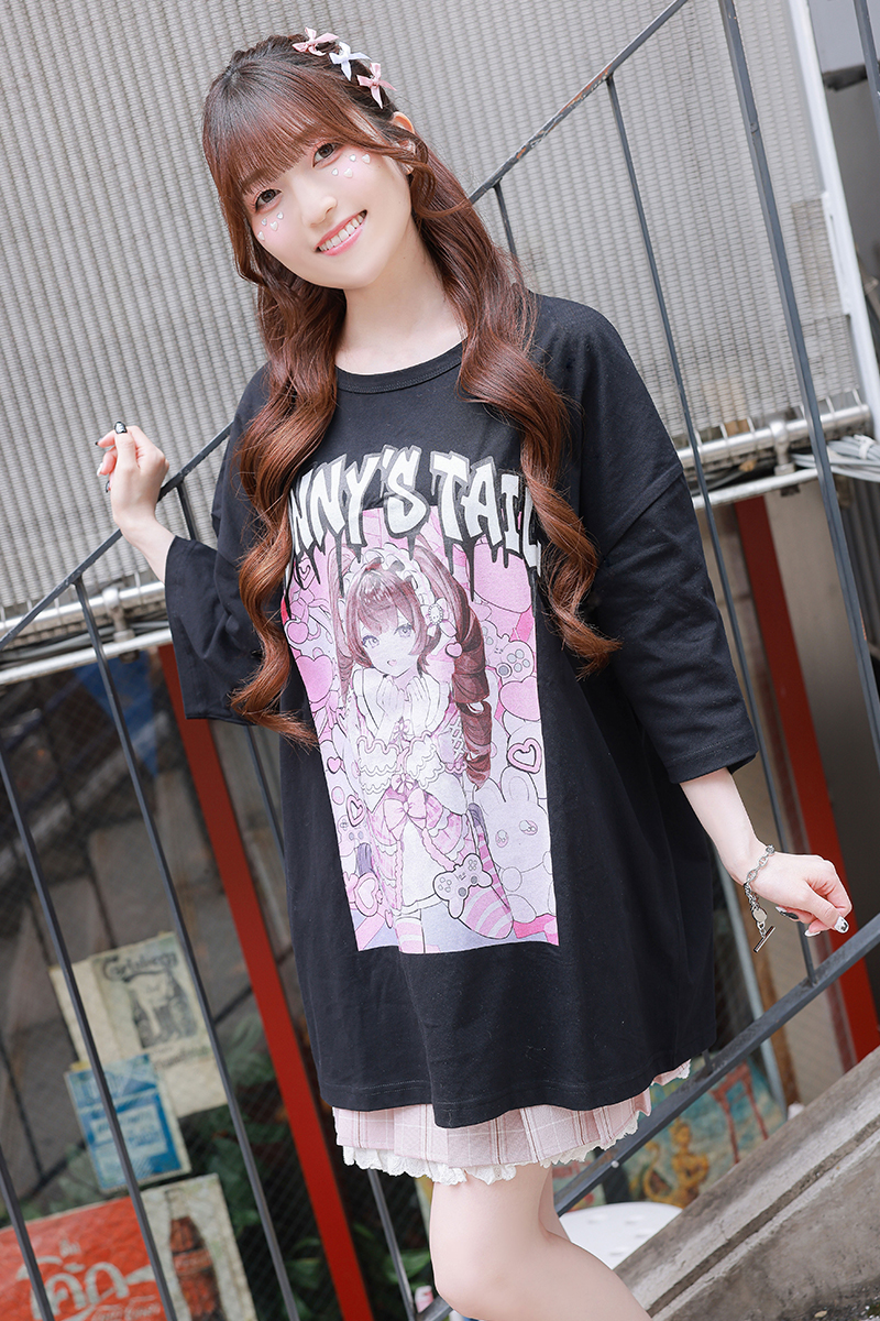 【予約商品】薄井友里×PSYCHO NATION×ゲキクロ コラボ・Tシャツ-Black