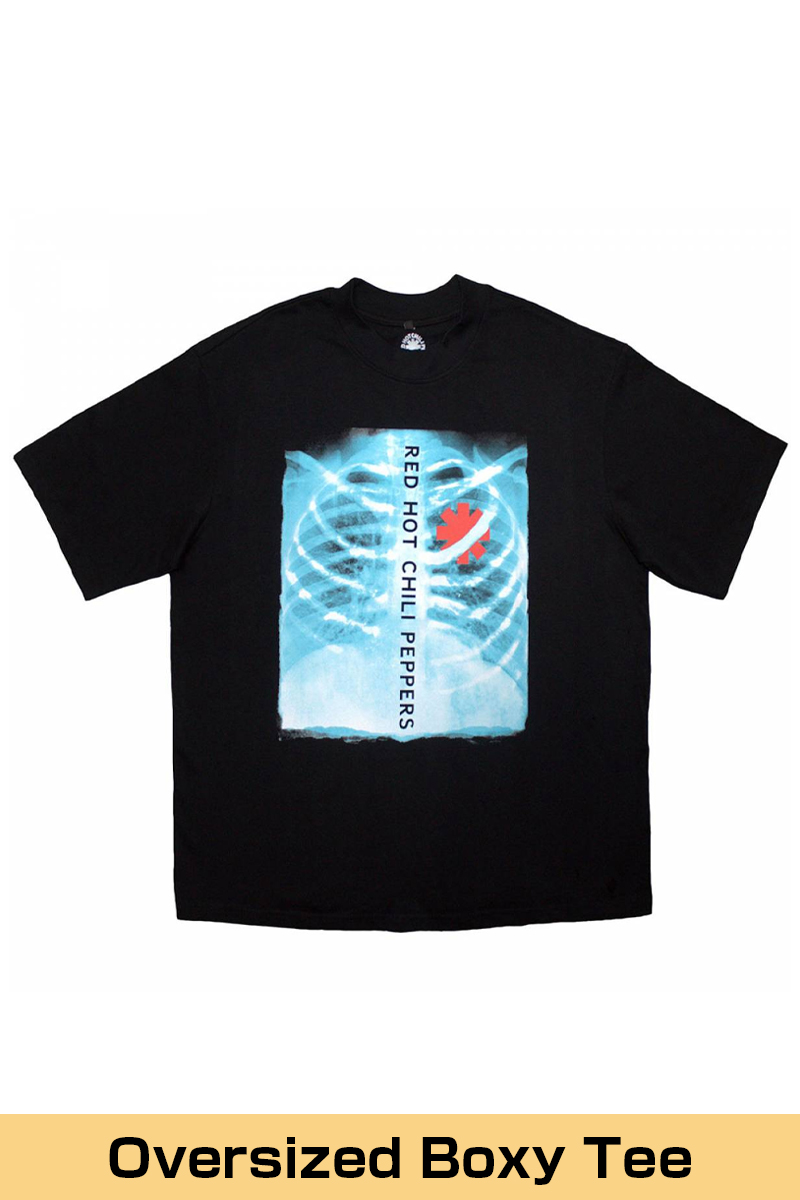 RED HOT CHILI PEPPERS Unisex Oversized Boxy バンドTシャツ: X-Ray (Black) - BLACK