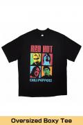 RED HOT CHILI PEPPERS Unisex Oversized Boxy バンドTシャツ: Portrait Photos - BLACK
