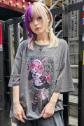 寝田ルネ×PSYCHO NATION (サイコ・ネーション) うさ耳メイドTee - Gray
