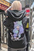 寝田ルネ×PSYCHO NATION (サイコ・ネーション)  ゾンビ ZIPパーカー - Black