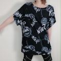 NieR (ニーア) WIDE NECK STRETCH CUTSEW【MONOCHROME PAINT】