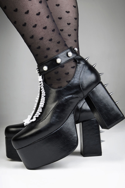 Punk Y2K Platform Shoes Round Toe Studded High Heels Shoes – Honey Wardrobe