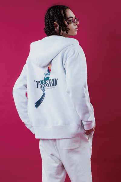 LILWHITE(dot) (リルホワイトドット) LW-18AW-S03 -TWISTED- FRONT ZIP HOODIE WHITE