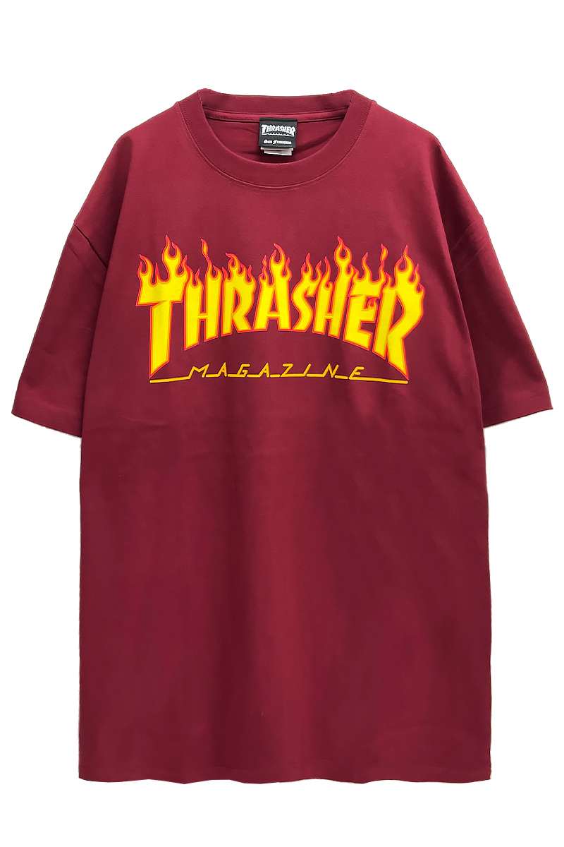 THRASHER TH91130 FLAME MAG LOGO TEE BURGUNDY