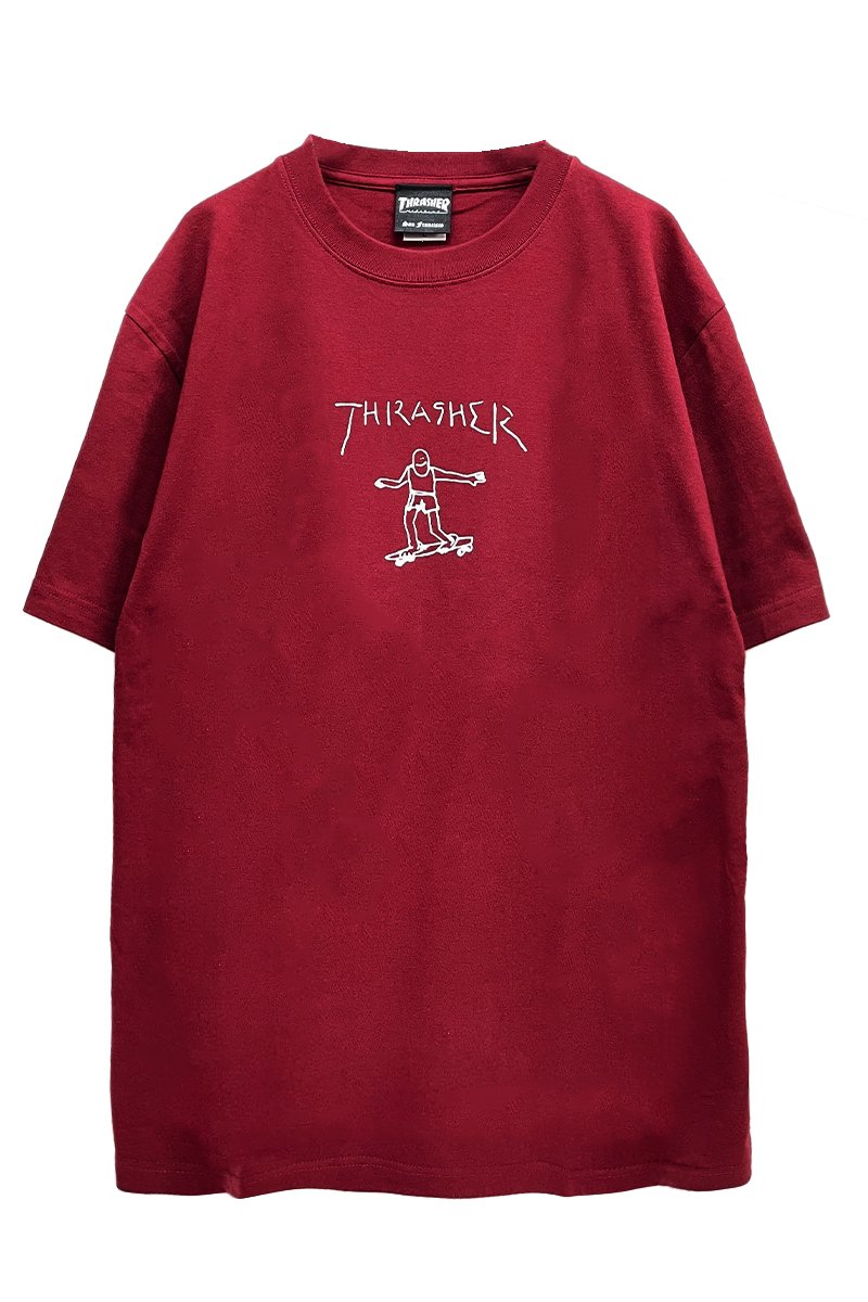 THRASHER (スラッシャー) TH8128 GONZ T-SHIRT BURGUNDY/WHITE