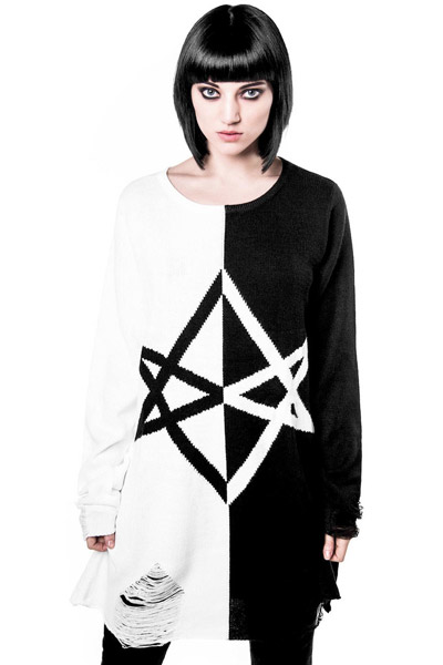 KILL STAR CLOTHING (キルスター・クロージング) Hexagram Split-Knit Sweater [B]