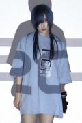 Am10:24 「your noise」Big silhouette t-shirt acid blue