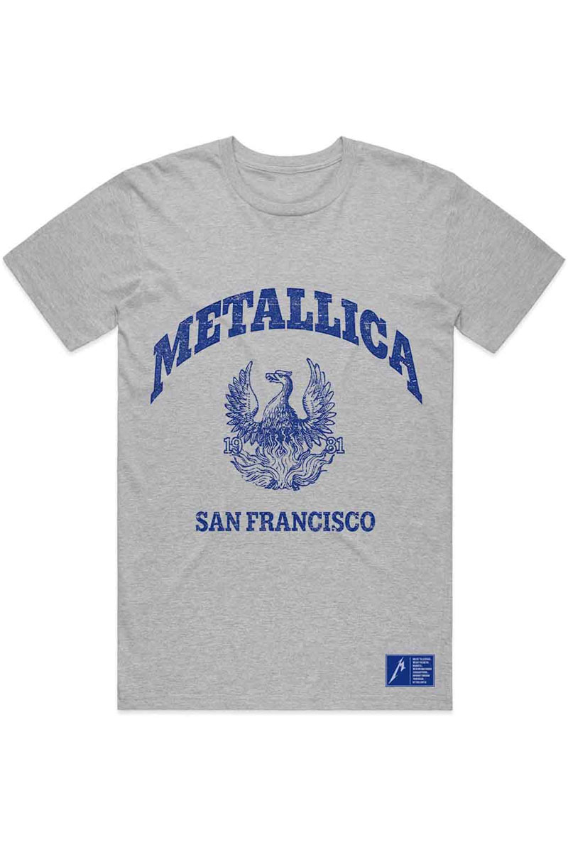 【予約商品】 METALLICA バンドTシャツ ユニセックス : COLLEGE CREST GREY