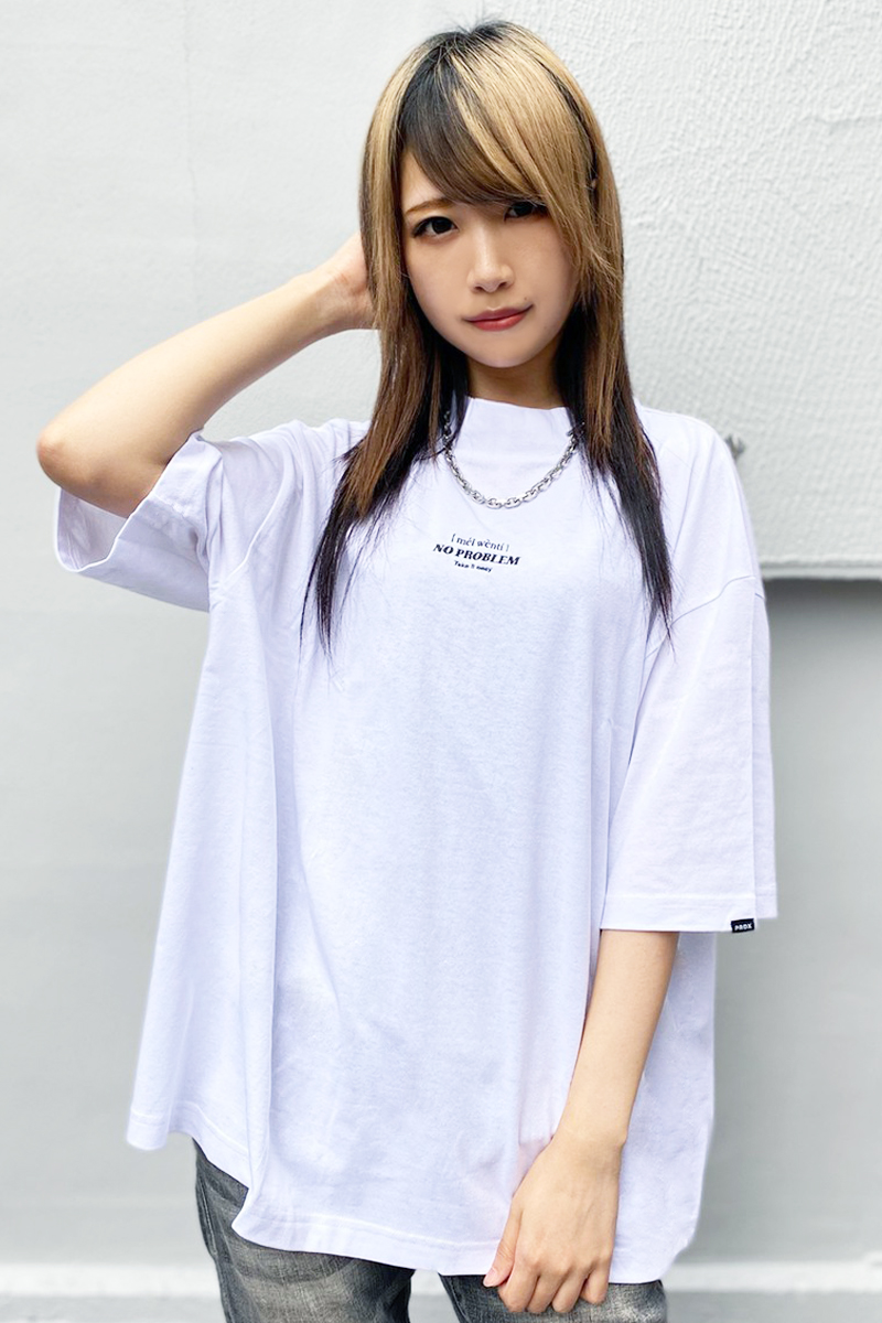 PARADOX PX17-MNT01 MOCK-NECK EMBROIDERY T-SHIRTS NO PROBLEM WHITE