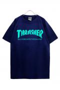 THRASHER (スラッシャー) TH8101 Mag LogoTee NAVY/SEA GREEN