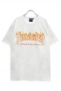 THRASHER (スラッシャー) TH91214US FLAME OUTLINE S/S T-SHIRTS WHITE/YELLOW