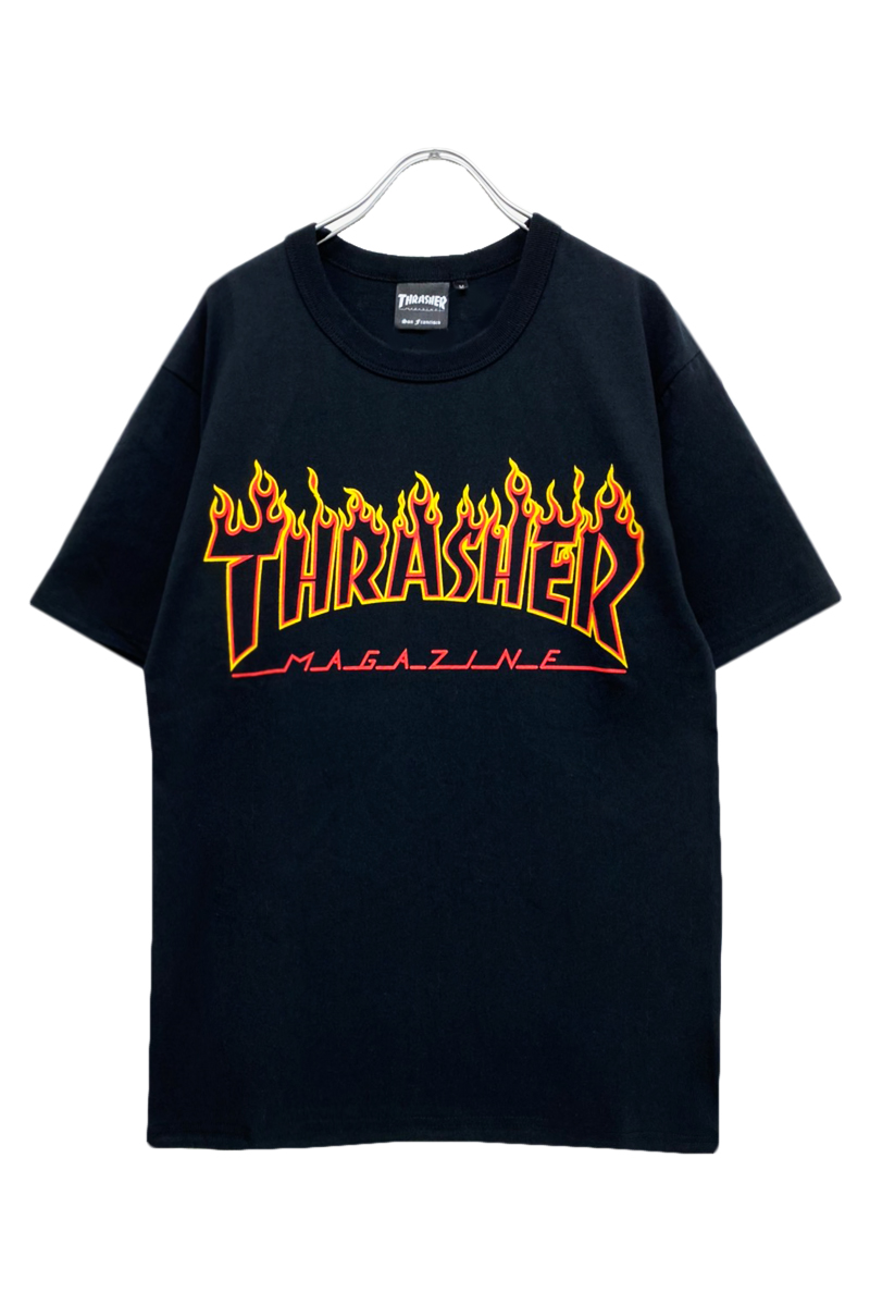 THRASHER (スラッシャー) TH91214US FLAME OUTLINE S/S T-SHIRTS BLACK/YELLOW