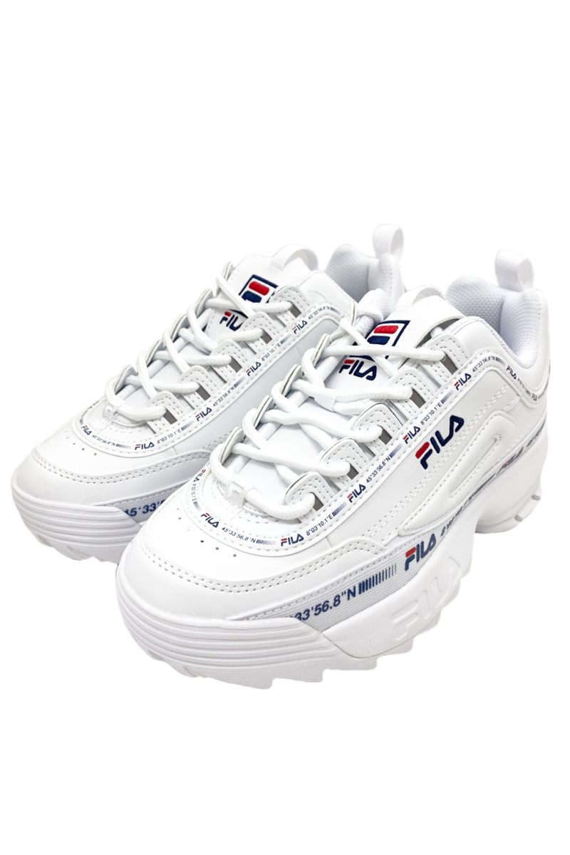 ロックファッション、バンドグッズのGEKIROCK CLOTHING / FILA F0581-0100 DISRUPTOR2 NEW TAPEY TAPE WHITE