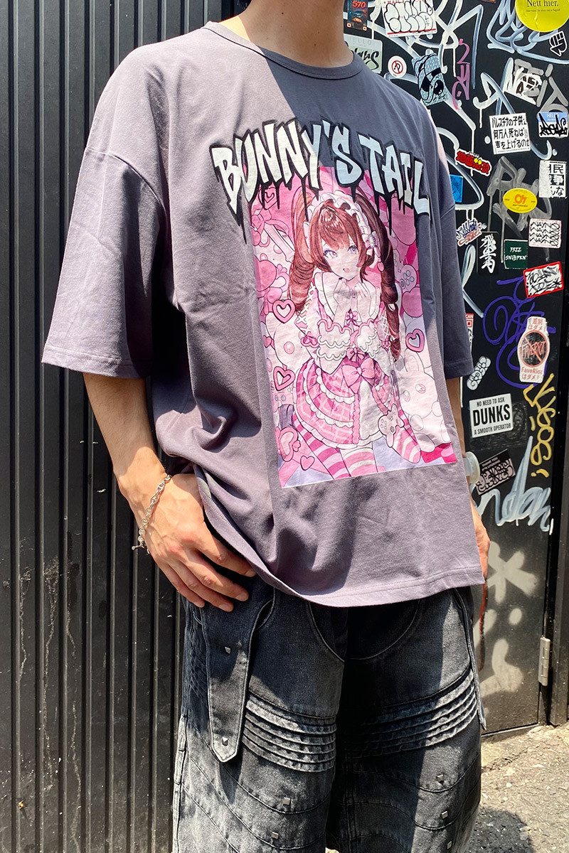 予約商品】薄井友里×PSYCHO NATION×ゲキクロ コラボ・Tシャツ-Gray