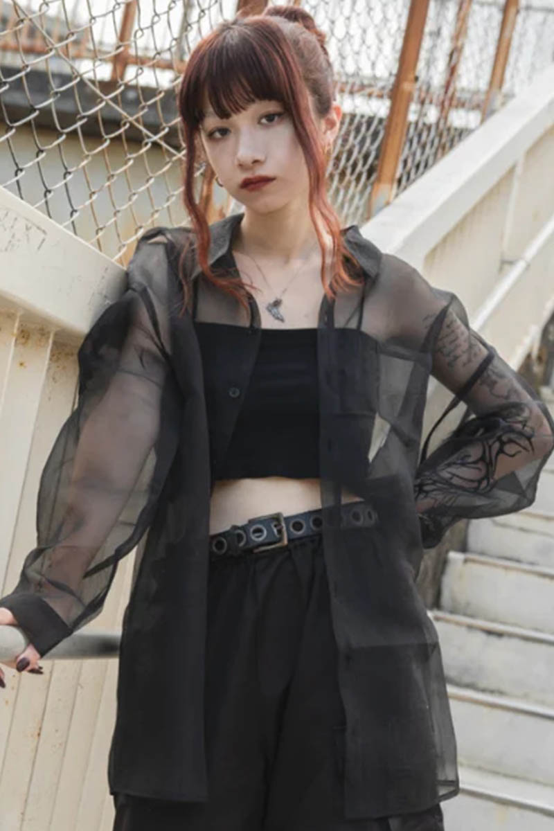 gibous(ギボス) tattoo sheer shirt
