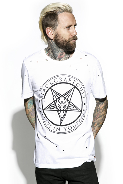 BLACK CRAFT Believe in Yourself White Unisex Distressed Tee