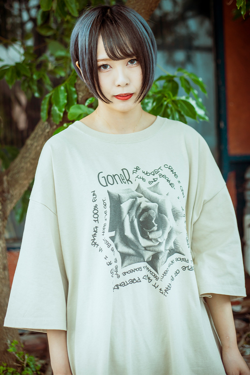 GoneR GR29CT003 Rose Messege T-Shirts Stone
