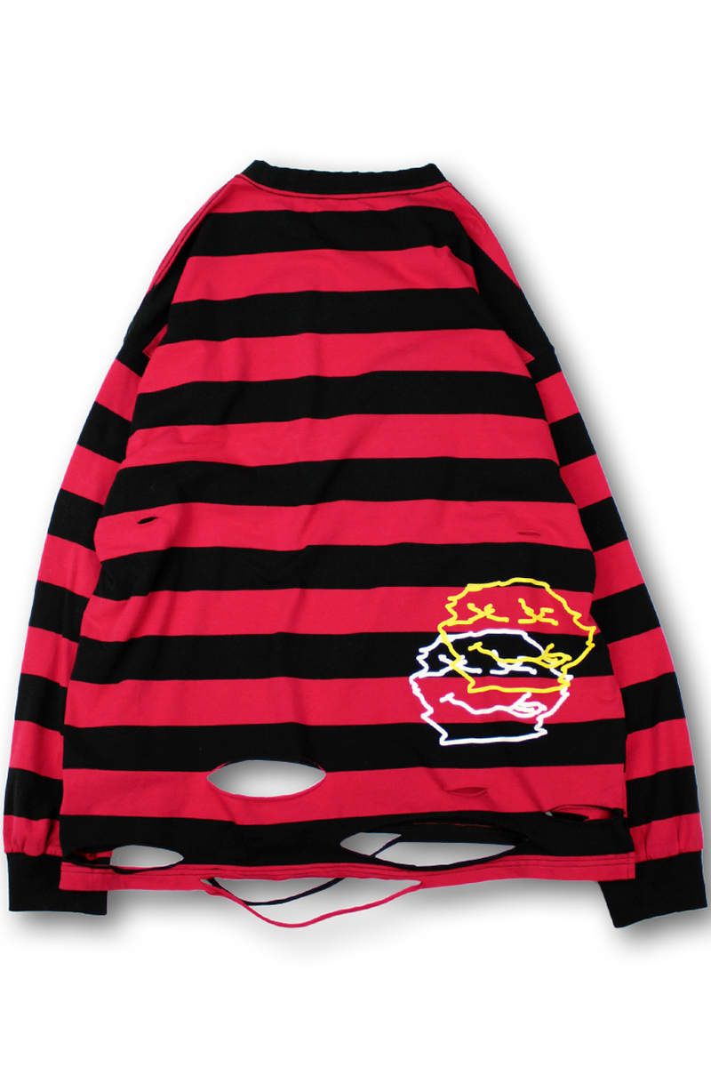 GALFY (ガルフィー) ビリビリボーダー ロンTee RED/BLACK